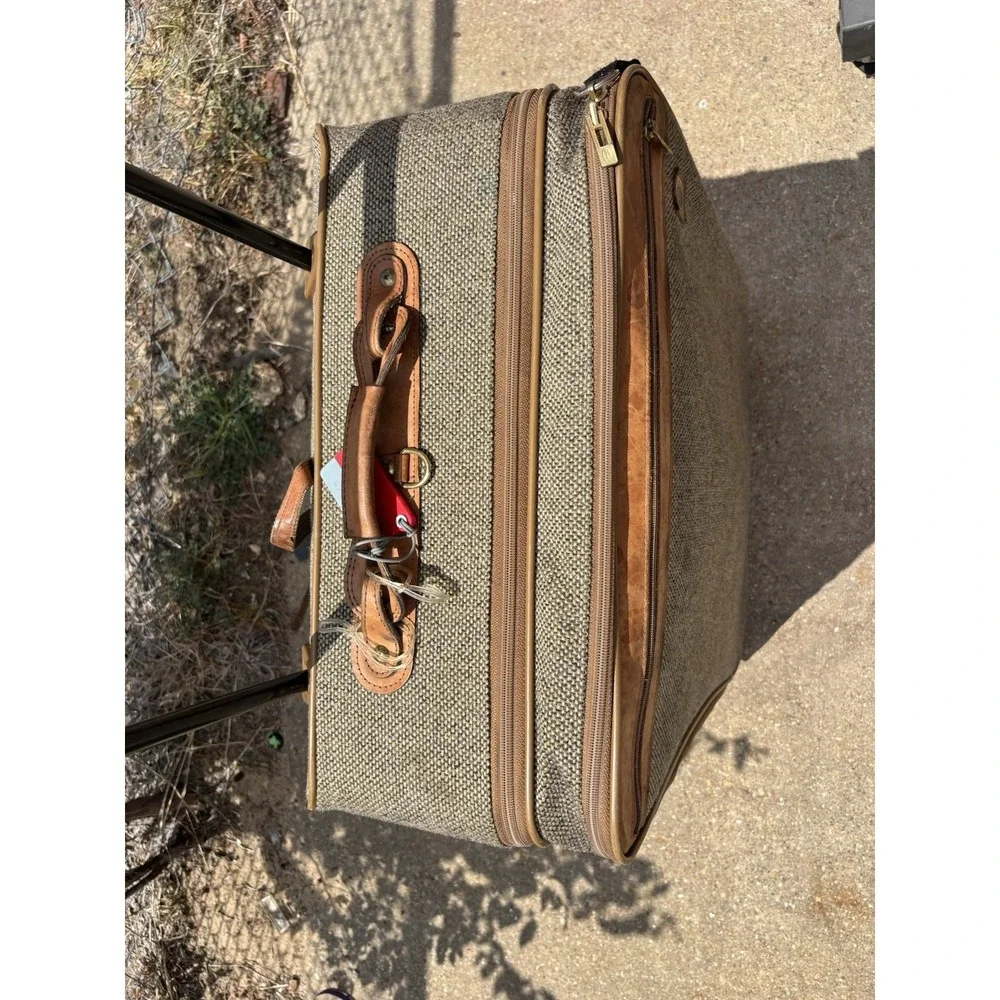 Vintage Hartmann⭐️Tweed & Leather Expandable Rolling Wheeled Luggage⭐️Nice Cond.